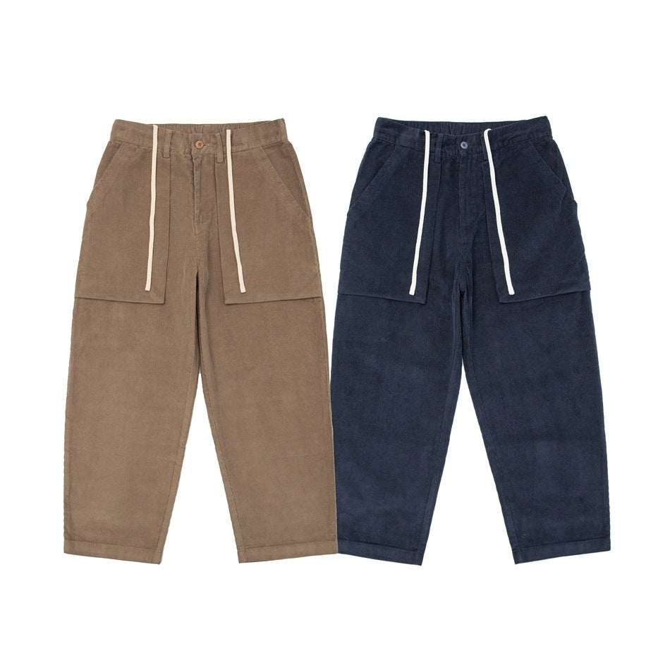 John - Pantalones casual de pana retro rectos para hombre