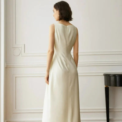 Gracie - Vestido chaleco beige de alta gama para mujer