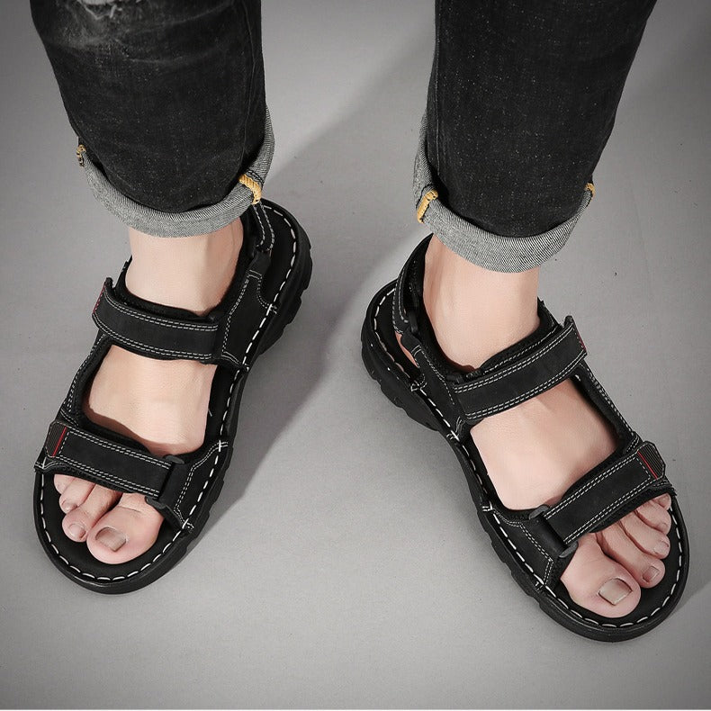 Sandalias casuales hombre tiras ajustables negras - Hanoi