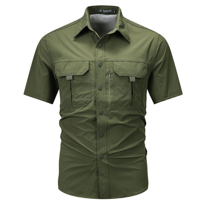 Camisa manga corta hombre poliéster técnico estilo utilitario - Mateo