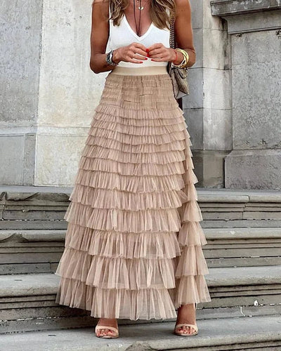 Eva - Falda de capas con volantes