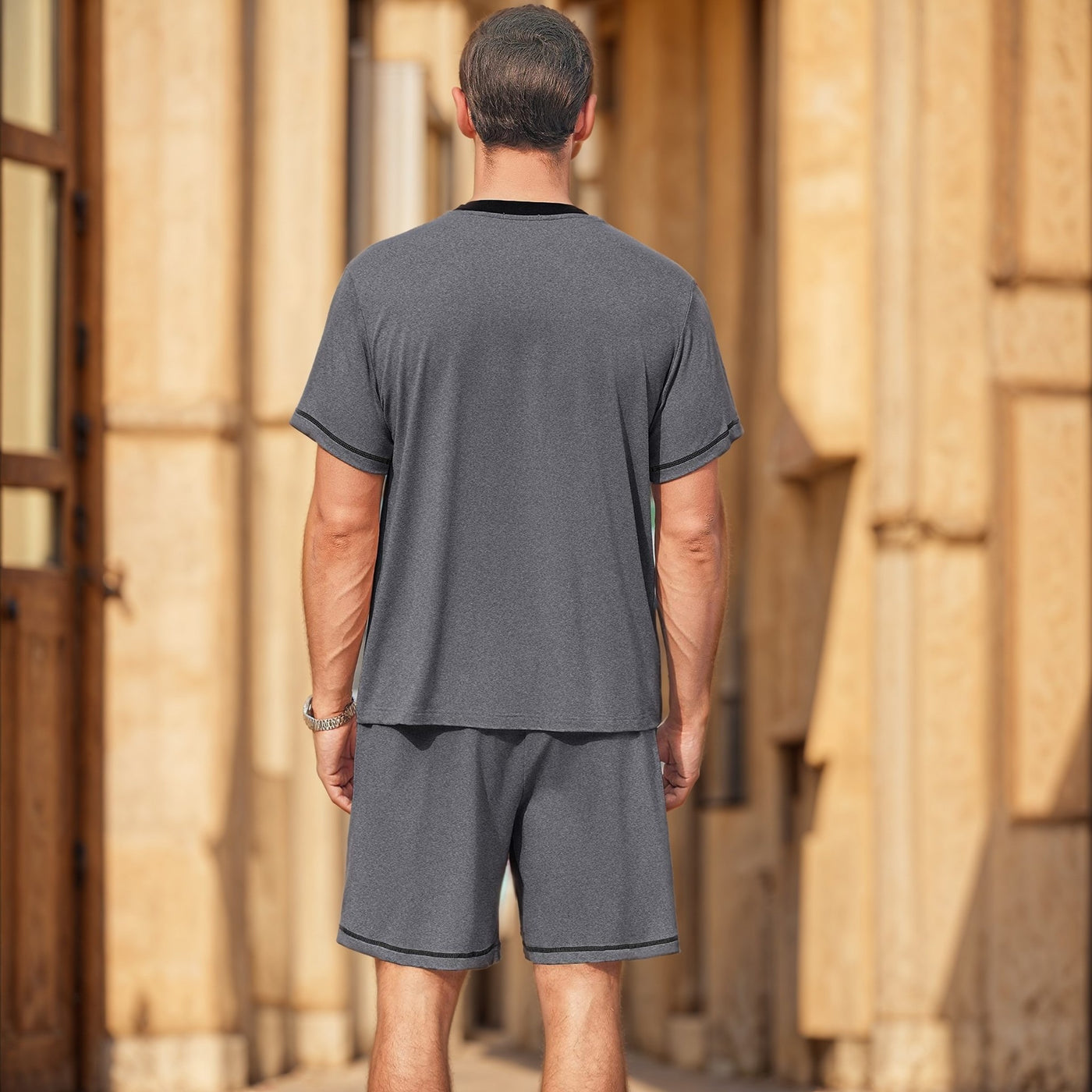 Conjunto casual hombre algodón ligero cuello en V - Marcos