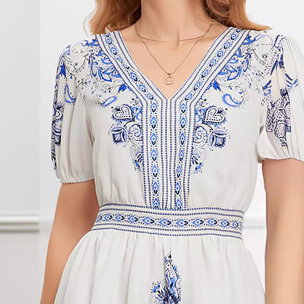 Vestido corto mujer estampado floral estilo bohemio - Elvira
