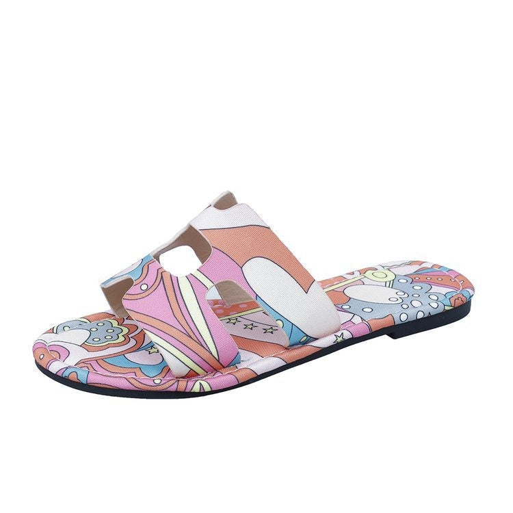 Sandalias planas mujer diseño tropical multicolor - Kaia