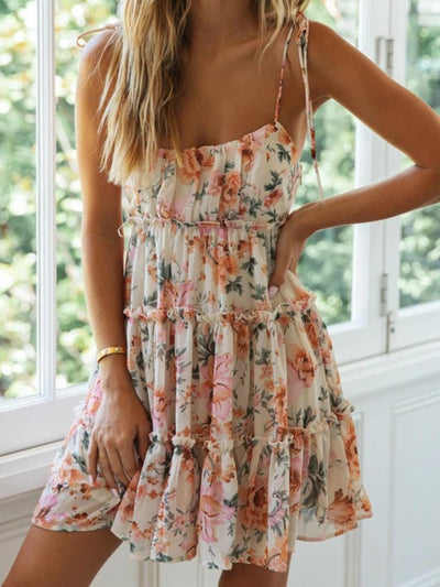 Georgina - Minivestido de gasa con volantes