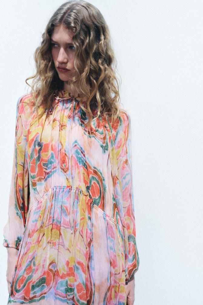 Polly - Vestido midi estampado con mangas globo