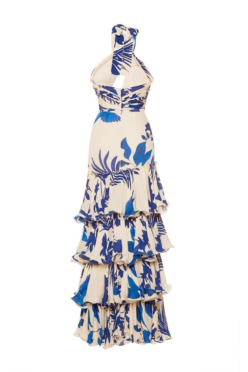 Kinna - maxi vestido estampado de cuello alto con volantes