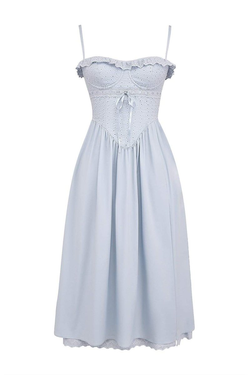 Helen - Vestido Midi con Corsé de Encaje Bordado