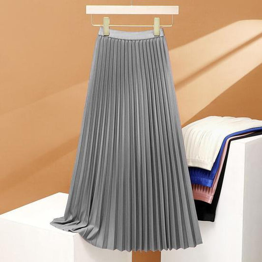 Falda larga plisada elástica con cintura alta, elegante y cómoda perfecta para un look sofisticado y femenino