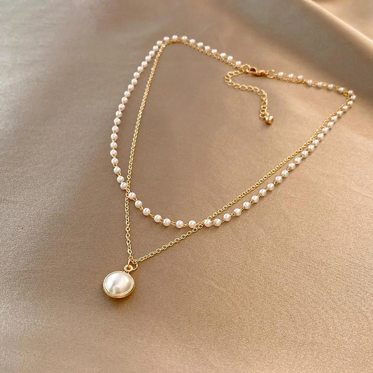 Collar Mujer Doble Cadena Perlas Elegante - Amelie
