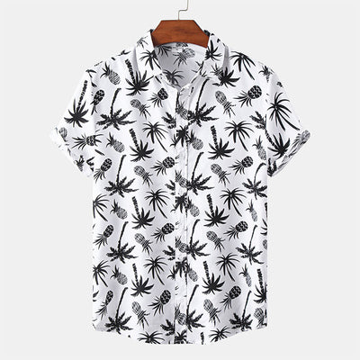 Camisa de manga corta para hombre en blanco con estampado