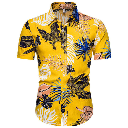 Camisa de vacaciones para hombre en algodón y lino