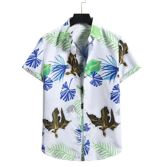 Preciosa camisa de manga corta para hombre con estampado floral