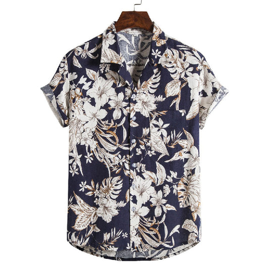 Elegante camisa de manga corta para hombre con diseño floral