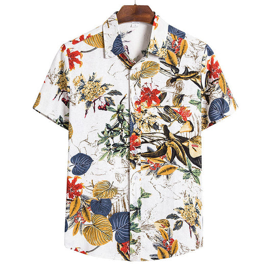 Camisa retro de manga corta para hombre con un fresco diseño floral