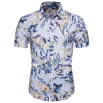 Elegante camisa de vacaciones para hombre confeccionada en algodón y lino