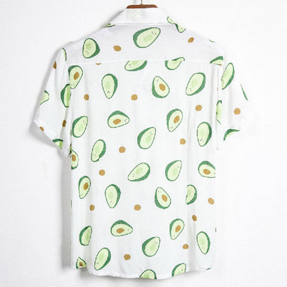 Elegante camisa de vacaciones para hombre confeccionada en algodón con estampado de aguacate