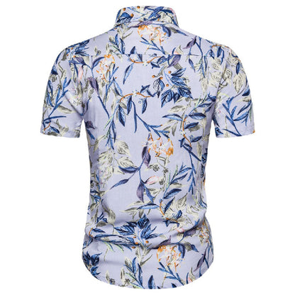 Elegante camisa de vacaciones para hombre confeccionada en algodón y lino