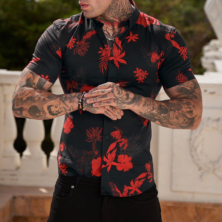 Simo - Elegante camisa estampada de manga corta para hombre