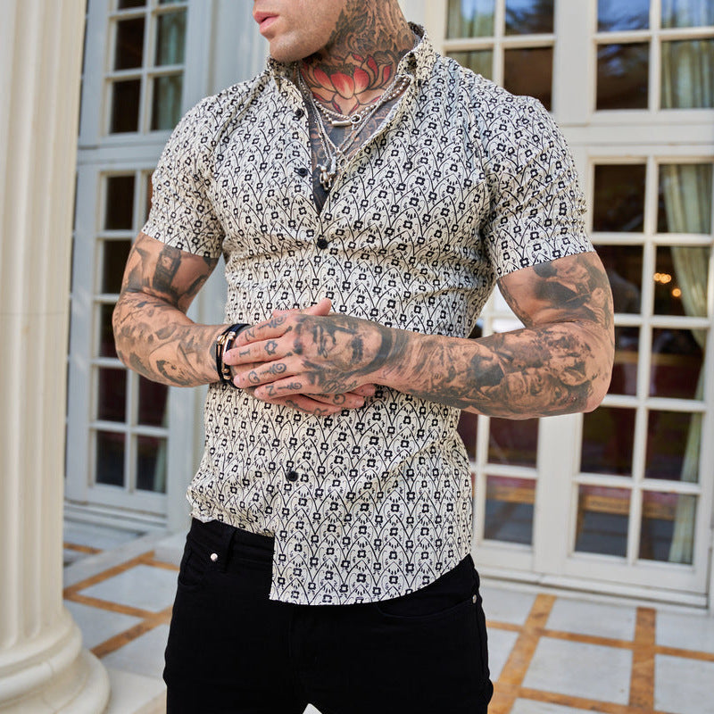 Veraniega camisa slim-fit de caballero con estampado