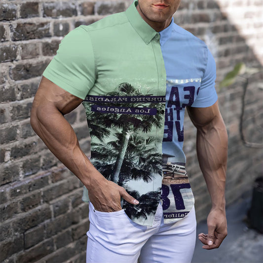 Camisa casual de vacaciones con estampado para hombre