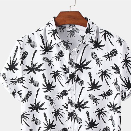 Camisa de manga corta para hombre en blanco con estampado