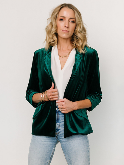 Fyna - Blazer terciopelo mujer con solapa y bolsillos