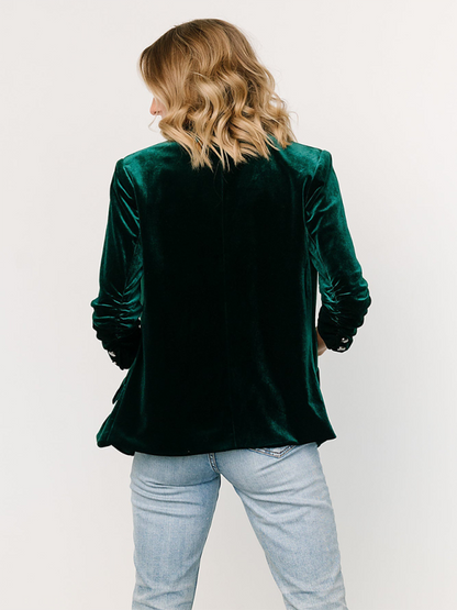 Fyna - Blazer terciopelo mujer con solapa y bolsillos