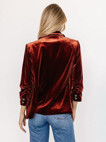 Fyna - Blazer terciopelo mujer con solapa y bolsillos