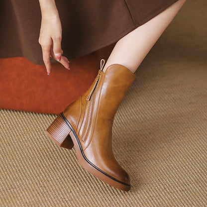 Botines mujer plataforma alta cremallera lateral estilo moderno - Grega