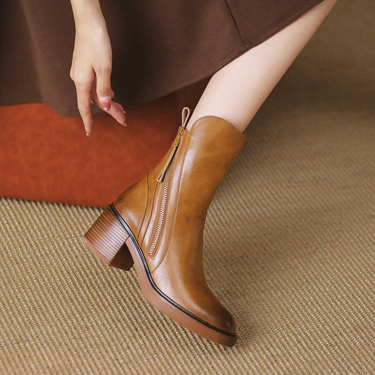 Botines mujer plataforma alta cremallera lateral estilo moderno - Grega