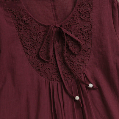 Blusa mujer encaje y lazo frontal - Marena