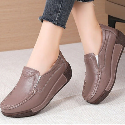 Mocasines para mujer de piel sintética suela antideslizante estilo casual - Ángela