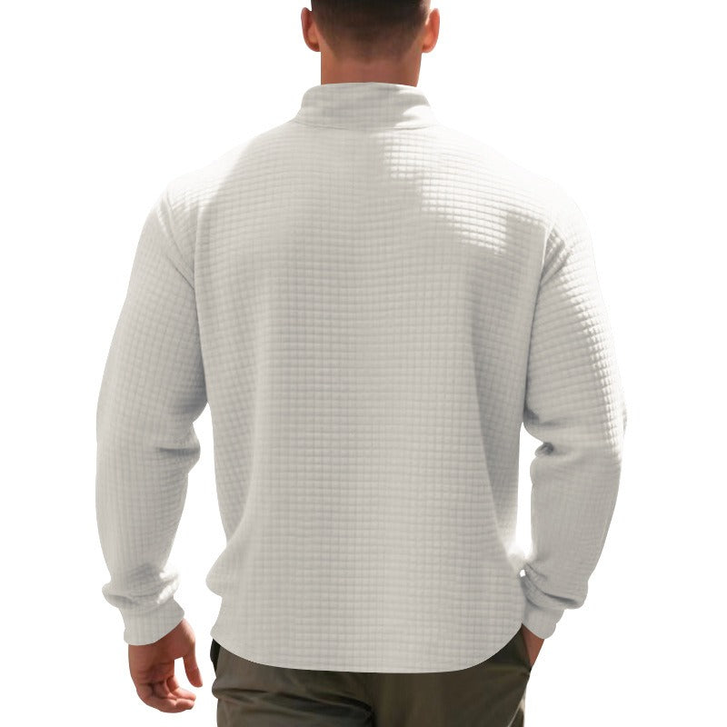 Jersey hombre cuello medio cremallera textura waffle - Taren
