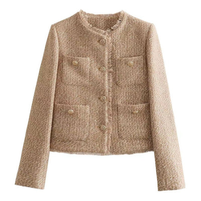 Chaqueta mujer tweed corte clásico doble botonadura - Heidy