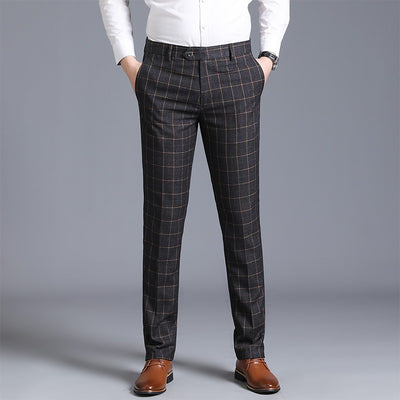 Pantalones hombre slim fit a cuadros formales - Léon