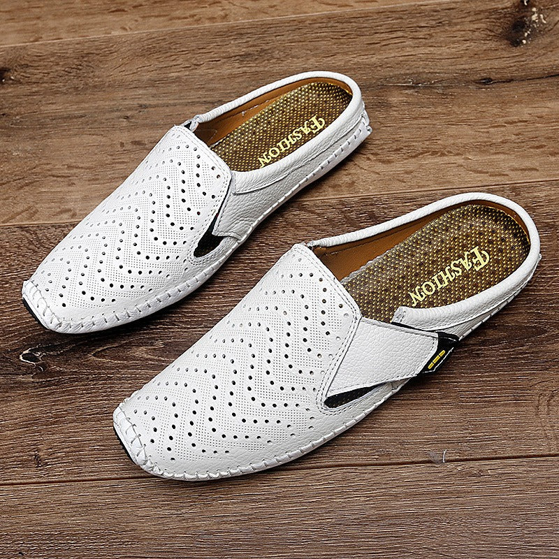 Mocasines destalonados para hombre de piel perforada estilo slip-on - Enrique