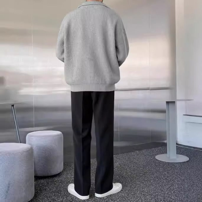 Jersey hombre canalé cremallera cuello alto - Nils