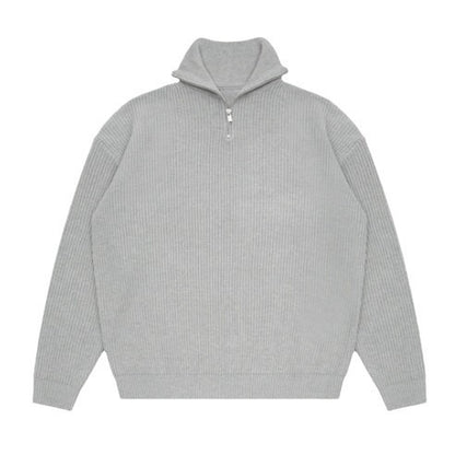 Jersey hombre canalé cremallera cuello alto - Nils