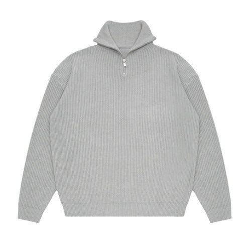 Jersey hombre canalé cremallera cuello alto - Nils