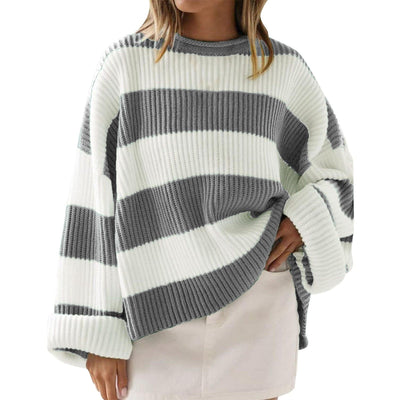 Jersey mujer rayas anchas tejido canalé estilo oversize - Eleanor