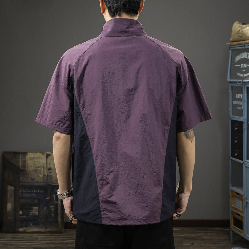Camiseta hombre crepé técnico media cremallera cuello alto - Cristiano