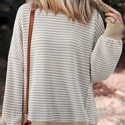 Sudadera mujer texturizada de rayas con puños elásticos - Elina