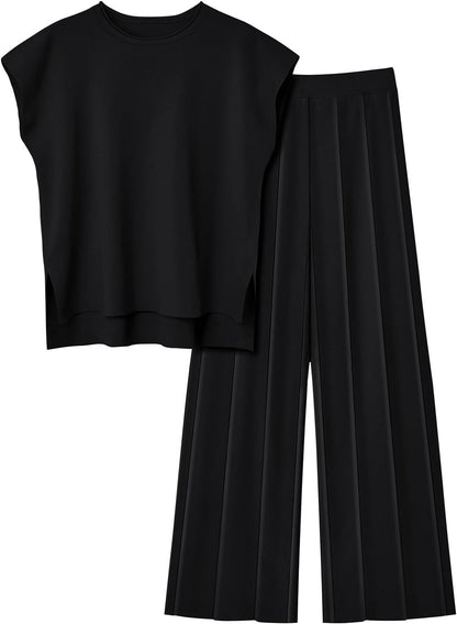 Conjunto fluido de top sin mangas y pantalón plisado - Oriane