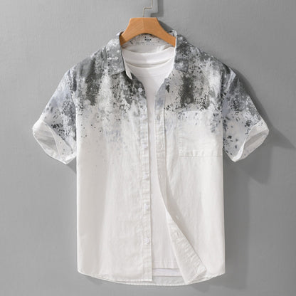 Camisa manga corta para hombre de algodón estampado artístico estilo casual - Jean