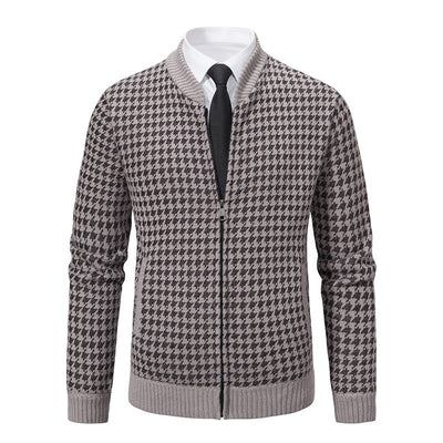Cárdigan hombre cremallera patrón pata de gallo elegante casual - Søren