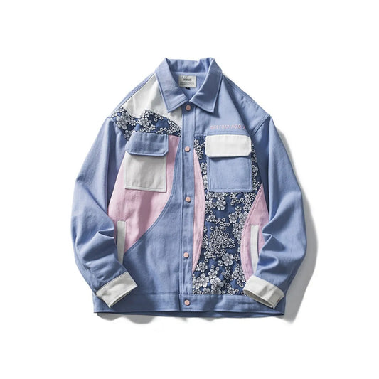 Chaqueta hombre estampado floral patchwork algodón - Elric