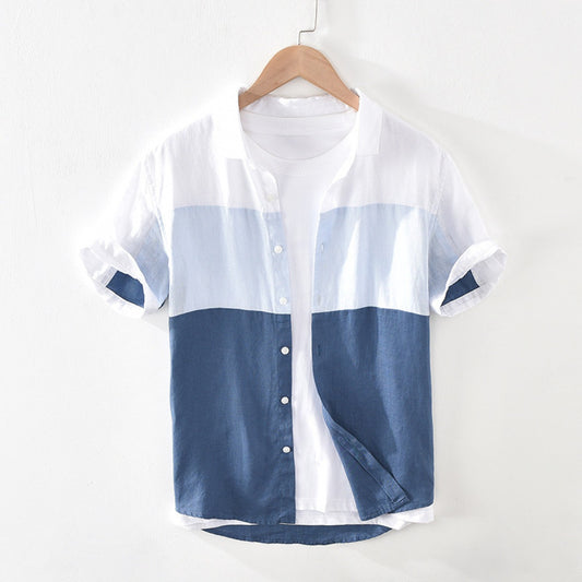 Camisa para hombre de manga corta algodón bloques de color - Sjoerd