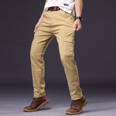Pantalones cargo para hombre algodón elástico estilo recto - Lucas