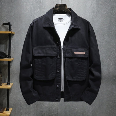 Chaqueta negra hombre estilo utilitario bolsillos grandes - Hektor